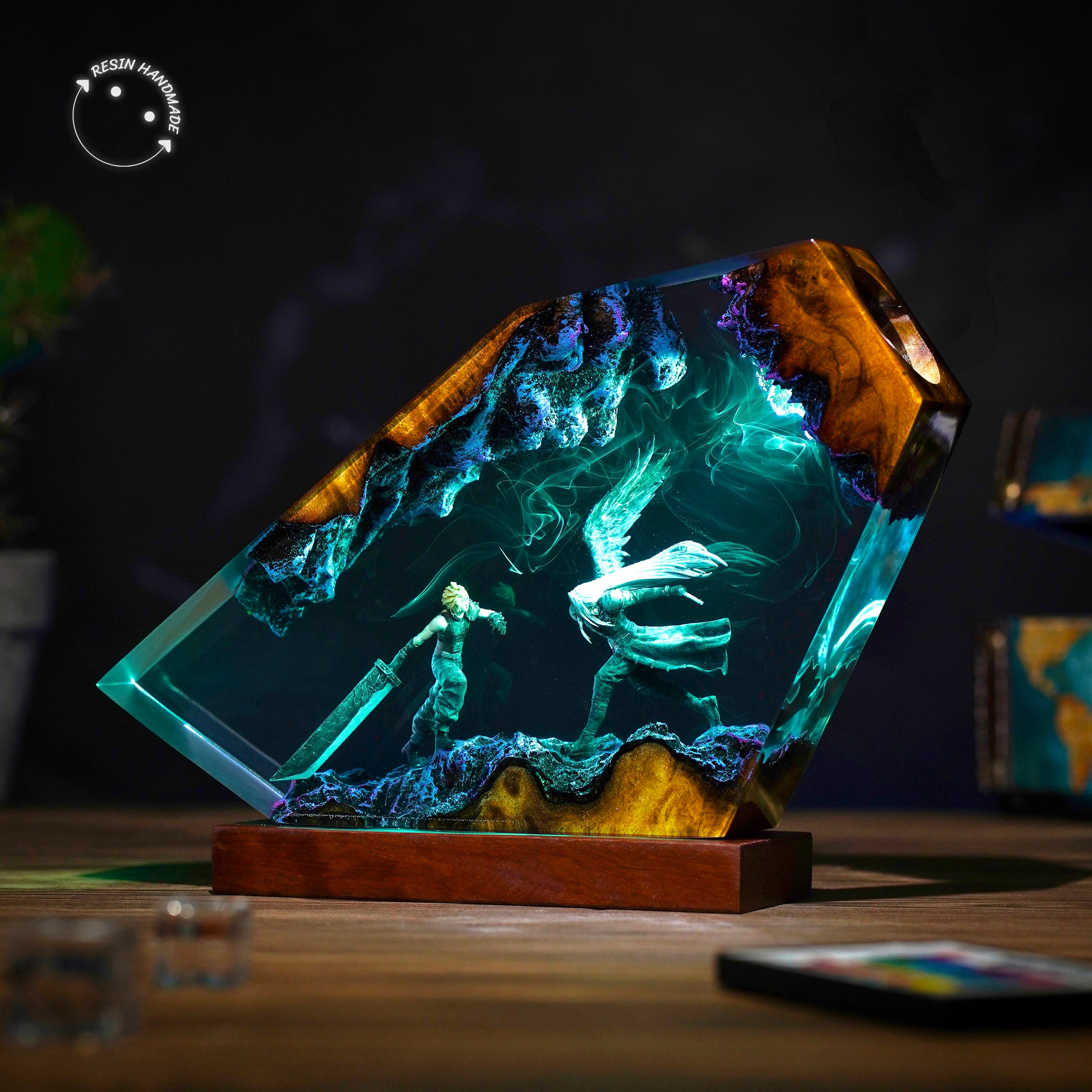 Cloud Strife x Sephiroth Resin Handmade Lamp