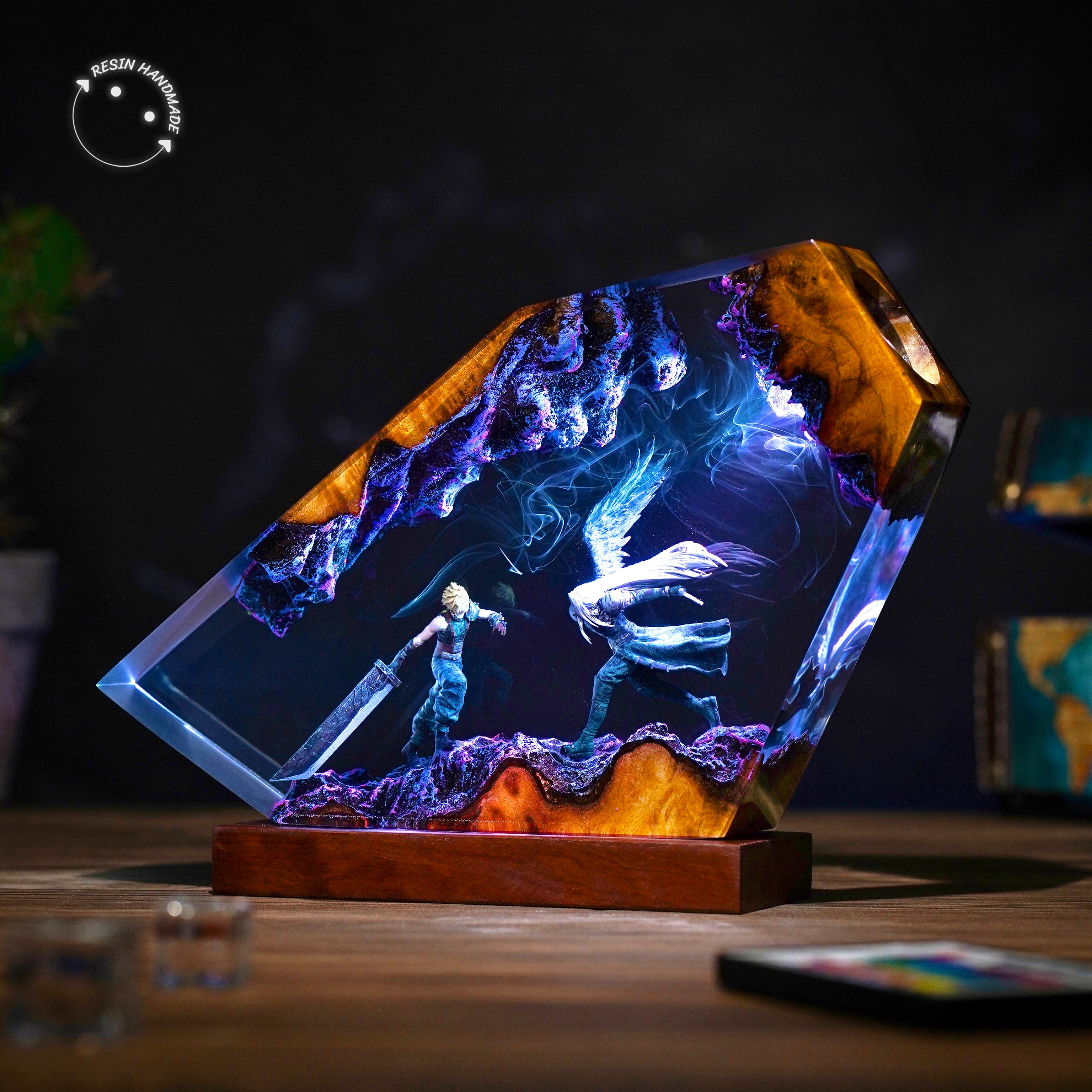 Cloud Strife x Sephiroth Resin Handmade Lamp