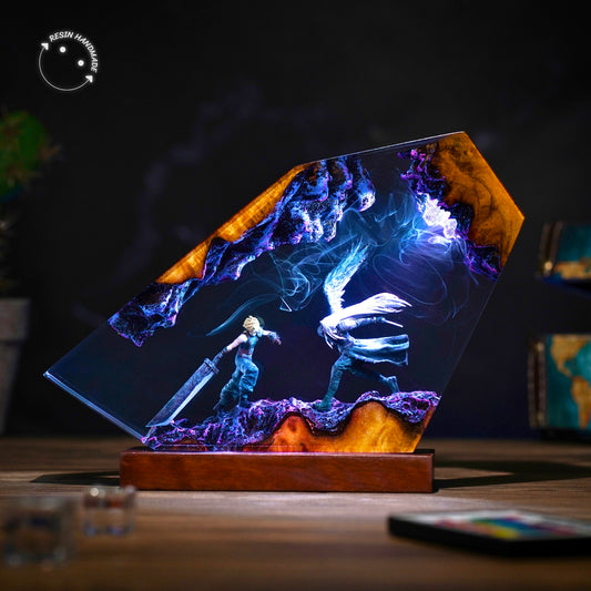 Cloud Strife x Sephiroth Resin Handmade Lamp