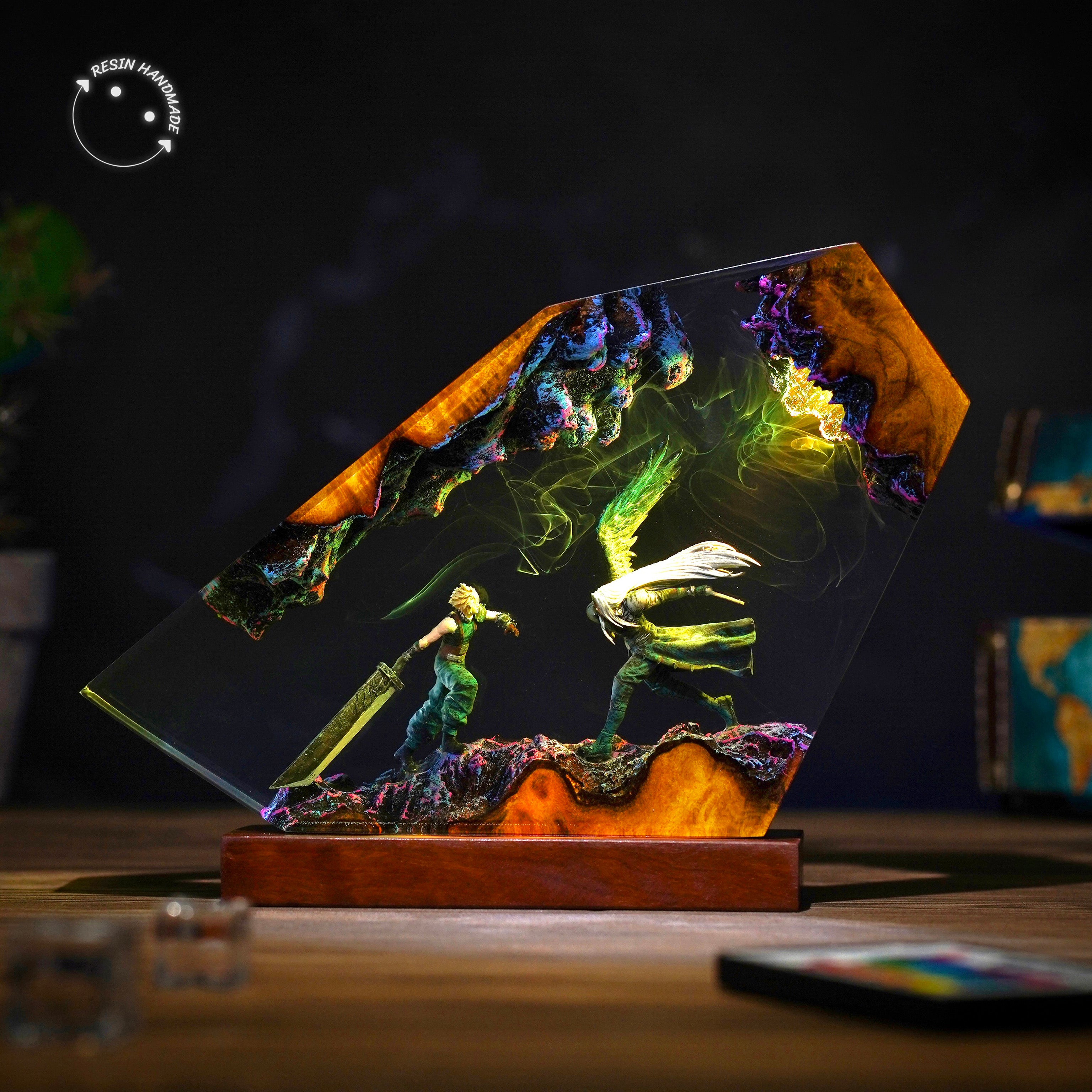 Cloud Strife x Sephiroth Resin Handmade Lamp