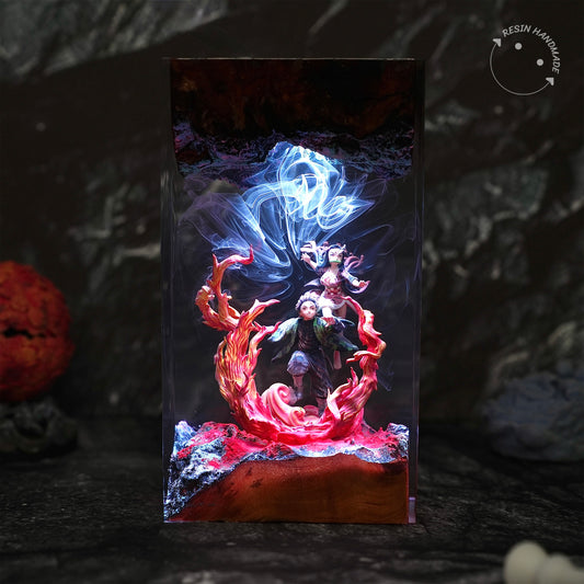 Tanjiro & Nezuko Kimetsu no Yaiba Resin Handmade Lamp