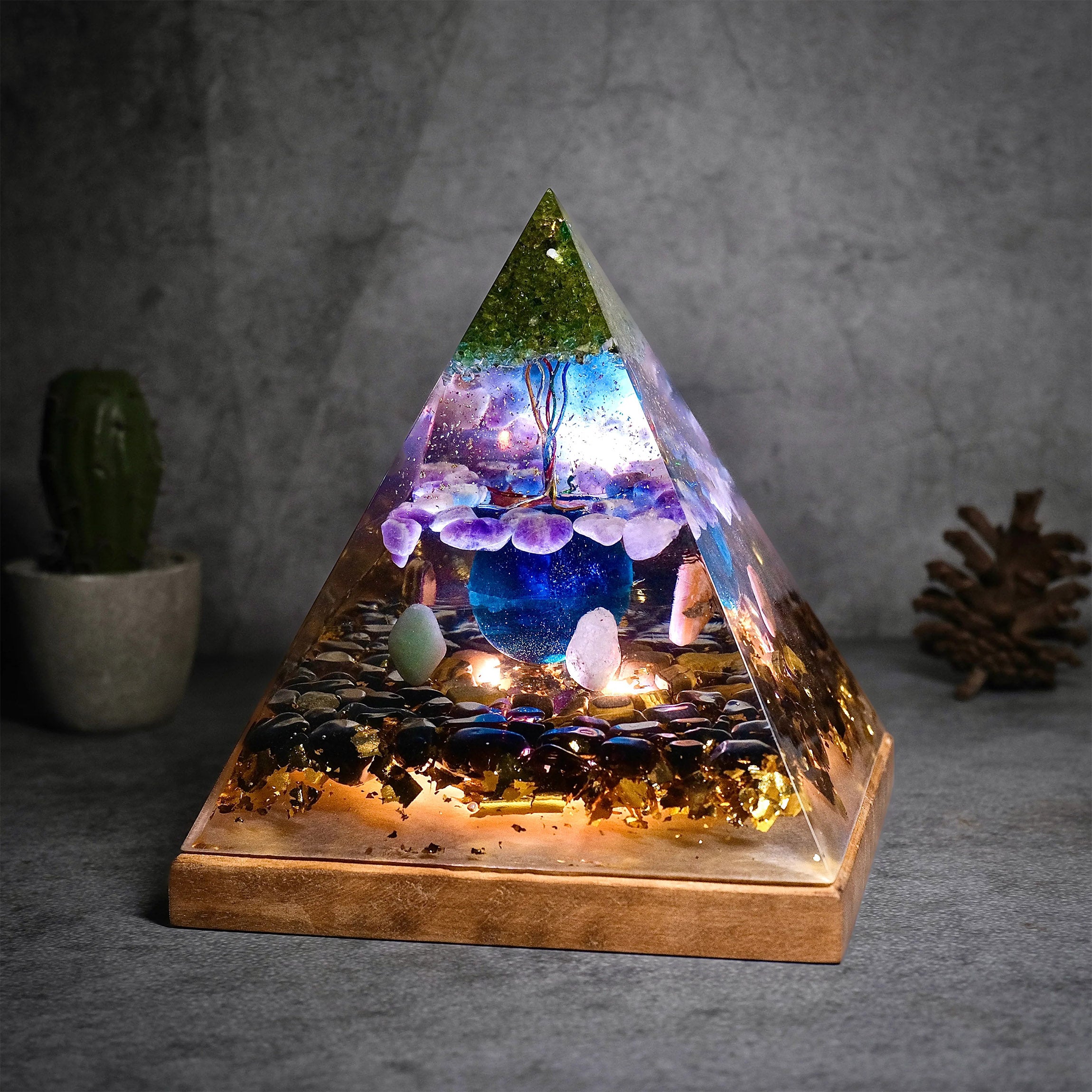 Energy Pyramid Resin Handmade Lamp