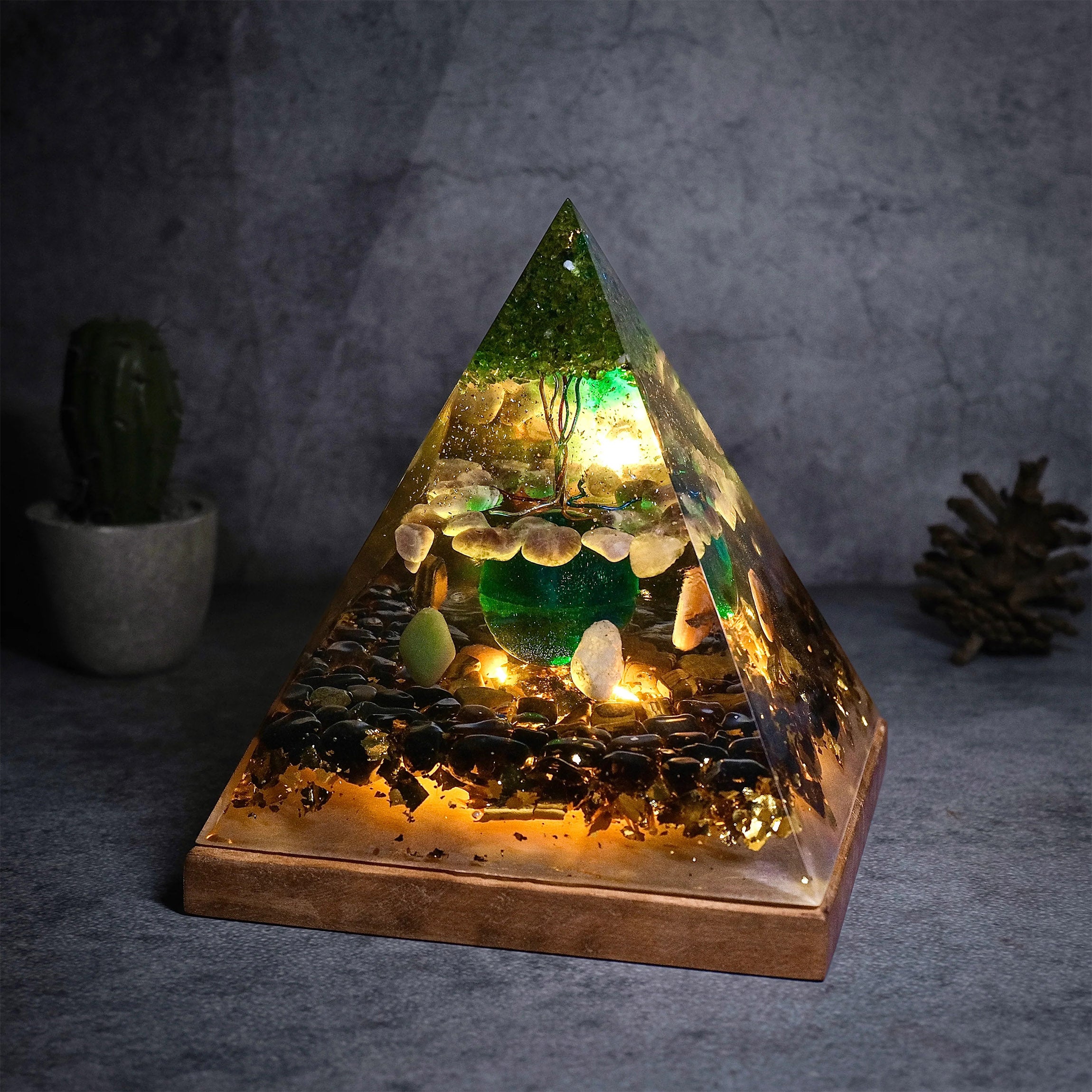 Energy Pyramid Resin Handmade Lamp