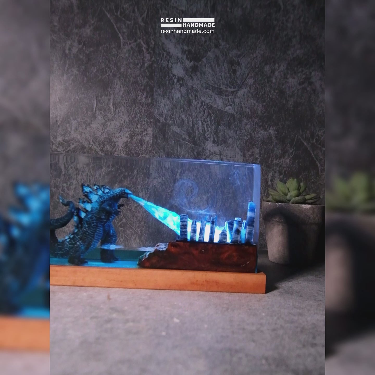 Godzilla City C2 Resin Handmade Lamp